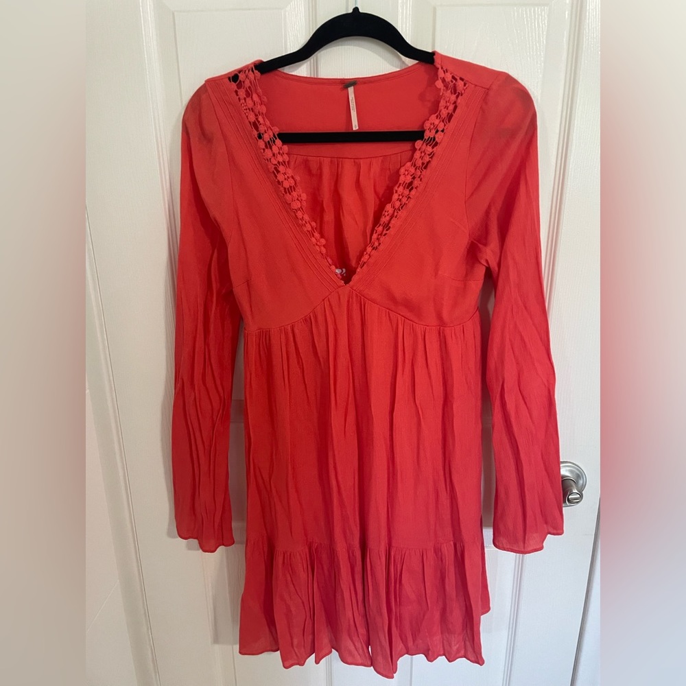 Red Free people short lace cocktail dress size small